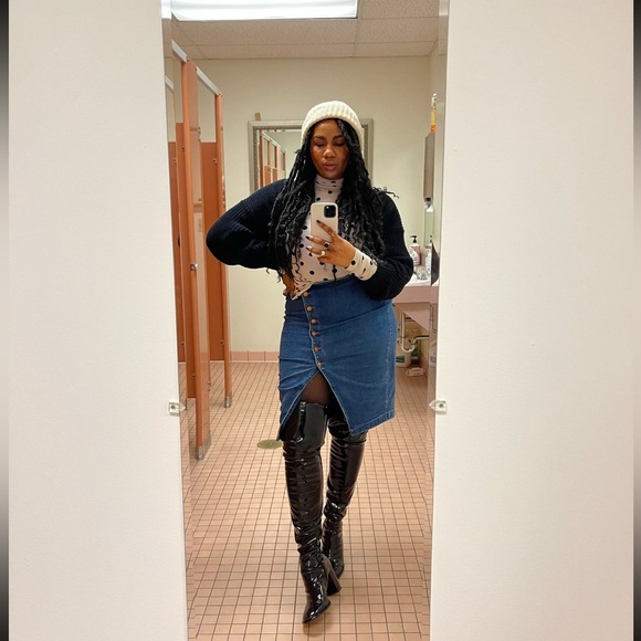 H&M OTK Over the Knee Patent Leather Boot - Picture 7 of 8